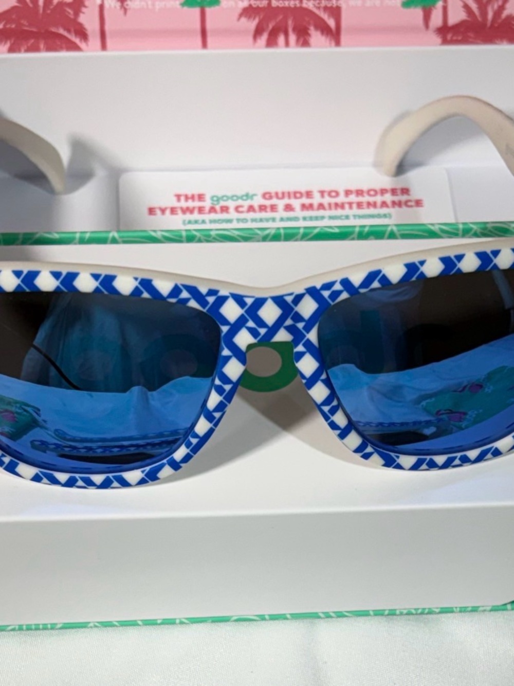 Goodr New Blue Patterned Women’s Sunglasses - Fashionable Blue Polarized Lenses